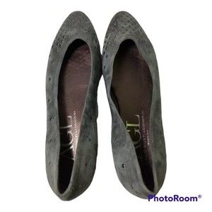 AGL Womens Grey Suede Studded Pointee Flats Size 10